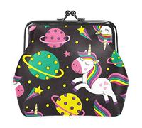 Portamonete in pelle PU da donna Unicorn Space Portamonete con mini fibbia per ragazze