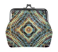 Portamonete in pelle PU da donna vintage floreale Boho Mandalas Portamonete con fibbia mini per ragazze