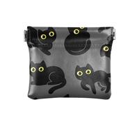 Portamonete in pelle PU, impermeabile, con fibbia, disegnato a mano, con gattini neri in diverse pose, da donna, Gattini neri disegnati a mano in diverse pose nere, 1 Size, Accessorio da viaggio