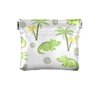 Portamonete in pelle PU impermeabile per oggetti personali organizer per donna ragazza acquerello coccodrilli, Multicolore, 1 size, Moderno/adattabile