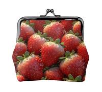 Portamonete in pelle PU per le donne mini portamonete con chiusura a lucchetto a bacio, mini sacchetto per cambio, Gocce d'acqua alla fragola, One Size, Cartoni