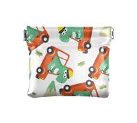 Portamonete in pelle PU piccolo organizer per oggetti personali unico per le donne carino dinosauro guida auto, Multicolore, 1 size, Moderno/adattabile