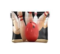 Portamonete in pelle PU, piccolo portamonete sportivo da bowling, con clip a scatto, mini portafoglio per monete, carte e oggetti essenziali, Multi, moderno
