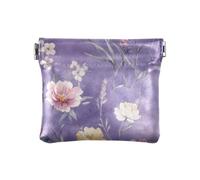 Portamonete in pelle PU viola chiaro con fiore lavanda borsa per trucco portatile borsa cambiamento per donna ragazza, Fiore Lavanda Viola Chiaro, 4.33"(L) x 3.74"(W) x 0.39"(H), classico