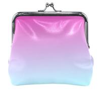 Portamonete in pelle rosa per donne e ragazze, con lucchetto a bacio, viola e blu, piccolo portamonete per monete, Girly viola blu ombre 1, classico