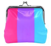 Portamonete in pelle stampata per le donne carino bacio serratura vista superiore bandiera Androgino Pride No Change borsa per ragazze, Vista Superiore Bandiera Androgino Orgoglio No, classico