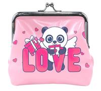 Portamonete in pelle stampata per le donne carino Kiss Lock Cupido Panda Love Pink Money Change Pouch