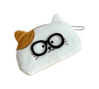 Portamonete in peluche con portachiavi, bella borsa a portafoglio per donne e bambini, piccole borse per il trucco, portamonete regalo piccola borsa per il cambiamento, Orecchie marroni e bianche