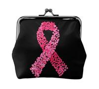Portamonete in similpelle con nastro rosa per la consapevolezza del cancro al seno, per donna, con chiusura a scatto, funzionale, portafoglio portamonete, portafoglio divertente per regali di compl