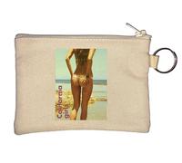 Portamonete in stile spiaggia California Girls Photo Art portachiavi beige, Beige, Taglia unica