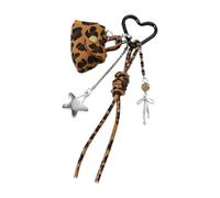 Portamonete in stile vintage con design leopardato e fiocco e decorazione a stella staccabile, accessorio in lega di zinco retrò in lega di zinco, Borsa piccola marrone di S, Taglia unica