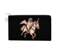 Portamonete in tela alla moda con carlino che cavalca un unicorno, borsa da trucco per uomo e donna, Stile:, Taglia unica, Portamonete