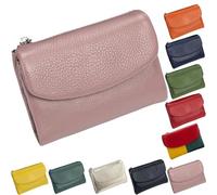 Portamonete In Unisex Pebble, Portamonete In Pelle Morbida Per Donne, Portafoglio Per Carte Da Viaggio, Portafoglio Per Monete E Carte In Pelle Autentica 5,3 Pollici (Rosa)