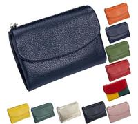 Portamonete In Unisex Pebble, Portamonete In Pelle Morbida Per Donne, Portafoglio Per Carte Da Viaggio, Portafoglio Per Monete E Carte In Pelle Autentica 5,3 Pollici (Blu intenso)