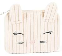 Portamonete in Velluto Ufficiale Mofu Mofu bianco coniglio, con Pratica Chiusura a Zip, Elementi 3D e Ricami, Patch Logo sul Retro, 15x11 cm + portachiave