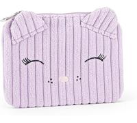 Portamonete in Velluto Ufficiale Mofu Mofu gattina viola lilla, con Pratica Chiusura a Zip, Elementi 3D e Ricami, Patch Logo sul Retro, 15x11 cm