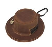 Portamonete in vera pelle, accessorio pratico portachiavi in pelle bovina, portafoglio a forma di cappello da mucca, Marrone