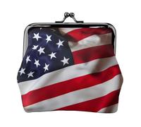 Portamonete leggero con stampa bandiera americana, portafoglio minimalista per corse di caffè e uscite locali, Nero , Taglia unica, Portamonete