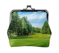 Portamonete leggero con stampa campo da golf, portafoglio minimalista per corse di caffè e uscite locali, Nero , Taglia unica, Portamonete