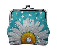 Portamonete leggero con stampa di margherite, portafoglio minimalista per corse di caffè e uscite locali, Nero , Taglia unica, Portamonete