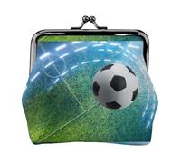 Portamonete leggero con stampa di palloni da calcio, portafoglio minimalista per corse di caffè e uscite locali, Nero , Taglia unica, Portamonete