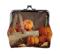 Portamonete leggero con stampa di zucca autunnale, portafoglio minimalista per corse di caffè e uscite locali, Nero , Taglia unica, Portamonete