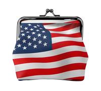 Portamonete leggero con stampa patriottica con bandiera americana, portafoglio minimalista per corse di caffè e uscite locali, Nero , Taglia unica, Portamonete
