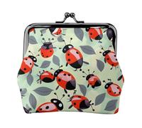 Portamonete leggero da donna con stampa di coccinelle in stile cartone animato, squisito, impermeabile, piccolo sacchetto per monete e carte