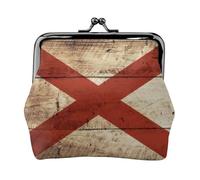 Portamonete leggero e minimalista con bandiera dello stato dell'Alabama su grano di legno antico per festival musicali e concerti, nero, taglia unica, Art Deco