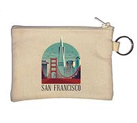 Portamonete minimalista con ponte e architettura di San Francisco, beige