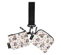 Portamonete minimalista da donna, con portachiavi, per donne e ragazze, 2 pezzi, Ciambelle e gnomo buona fortuna, 4.13"(L) x 3.5"(W), Accessorio da viaggio