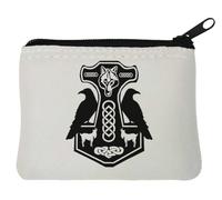 Portamonete minimalista Hammer of God Thor Crow in neoprene, 10 x 11 cm, bianco