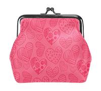 Portamonete modello rosa con cuori disegnati a mano. Portamonete con serratura a bacio
