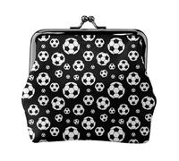 Portamonete nero a forma di pallone da calcio, portamonete con chiusura a bacio, piccolo portamonete da donna in pelle PU