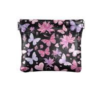 Portamonete nero leopardato marrone marrone cuoio dell'unità di elaborazione del cambiamento del supporto del cambiamento della borsa per le donne, Farfalle Fiori Cuori Nero, one size, Farfalle Fiori