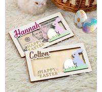 Portamonete pasquale personalizzato con nome, portamonete in legno personalizzato a forma di coniglio, regali di Pasqua per adolescenti e adulti, portamonete per regalo, cestino di Pasqua
