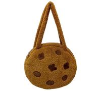 Portamonete per biscotti, soffice borsa a tracolla marrone cioccolato con chiusura a cerniera per donna, divertente portamonete in peluche dal design biscotto, mini borsetta rotonda per ogg