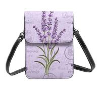 Portamonete per cellulare a tracolla con stella viola con timbro color lavanda per donna, portafoglio per cellulare piccolo stampato in pelle PU