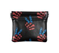 Portamonete per le donne borse portamonete con cambio bandiera americana stile bandiera, segno di vittoria, 4,3" x 3,7", spremi, Targa di vittoria, 4.3" x 3.7", Pressa