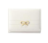 Portamonete per ragazze carino fiocco piccolo portafoglio estetico porta carta d'identità finestra portamonete per donne, coquette(crema)