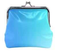 Portamonete personalizzato con effetto sfocato blu chiaro, per uomo e donna, in pelle, con chiusura a bacio, piccolo portamonete, azzurro sfocato ombre, classico, Sfocatura blu chiaro Ombre, Classico