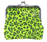 Portamonete personalizzato con leopardo verde freddo per uomo donna portafoglio in pelle con serratura a bacio cambio borsa, Leopardo verde freddo, OneSize