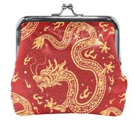 Portamonete personalizzato da donna in pelle, carino lucchetto da bacio, drago chic rosso, piccolo portamonete chic Dragon Red, Chic Dragon Red, Taglia unica, Classico