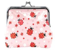 Portamonete personalizzato da donna in pelle giocoso coccinelle rosa bacio serratura fibbia cambio borsa per monete, Coccinelle giocose Rosa, OneSize
