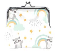 Portamonete personalizzato per le donne in pelle carino Kiss Lock Koala arcobaleno grigio portamonete portafoglio cambio carta, Koala Rainbow Grigio, OneSize