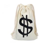 Portamonete piccolo, 16,5 x 24,5 cm, 2 pezzi, con segno del dollaro, in tela, per feste, snack, caramelle, beige.
