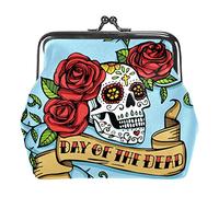 Portamonete piccolo con fibbia Day of the Dead Skull Rose Blue Pouch Kiss-lock Portamonete portamonete