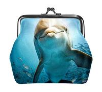 Portamonete piccolo con fibbia Delfino sotto il mare Portafogli portamonete con chiusura a scatto