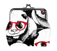 Portamonete piccolo con fibbia Simpatico panda con custodia per occhiali da sole rossa Portafogli per portamonete con chiusura a scatto