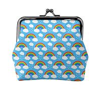 Portamonete piccolo con stampa a goccia di pioggia con nuvole arcobaleno Portamonete in pelle con chiusura a bacio Portafoglio portamonete Regali per uomo Donna